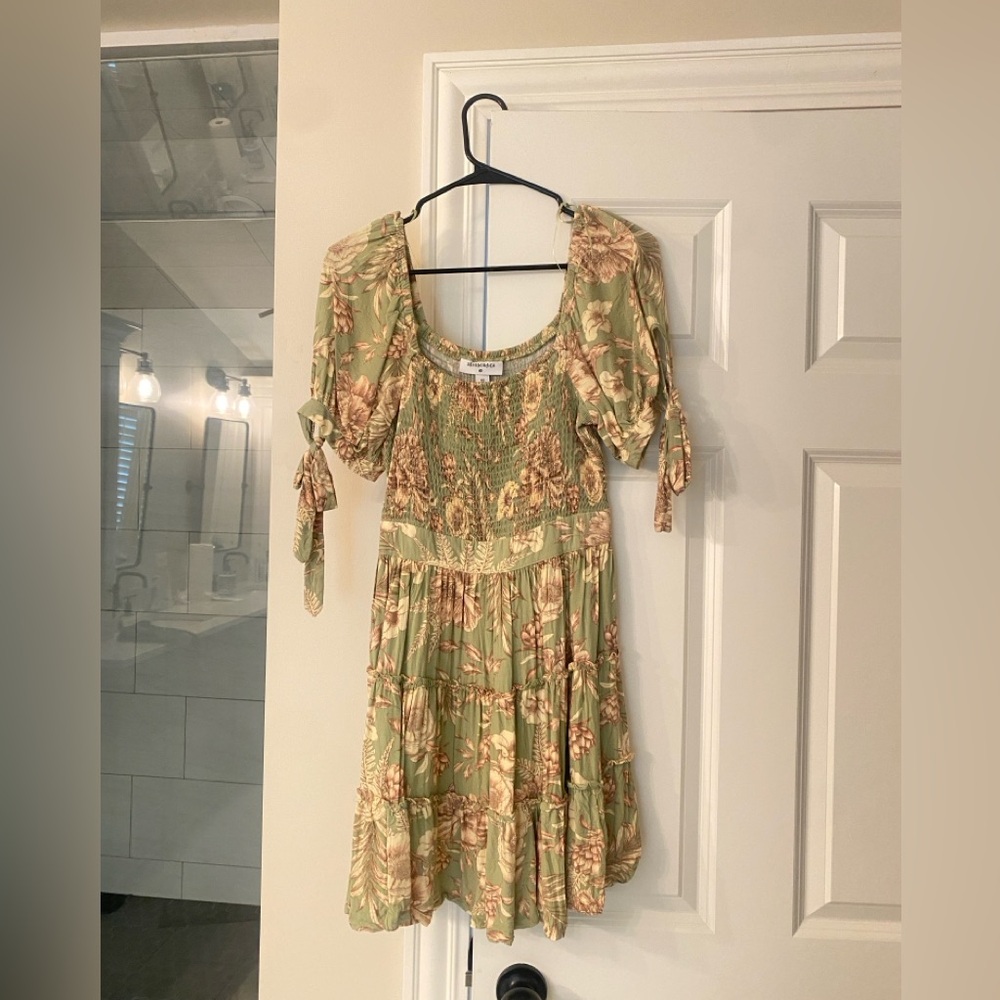 Agua Bendita Olive Floral Midi Dress
